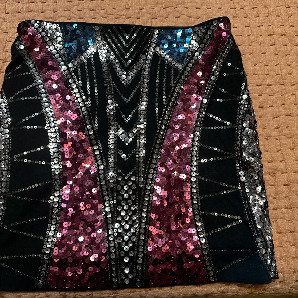 Express Sequin Mini Skirt - Black, Pink, Silver, Blue